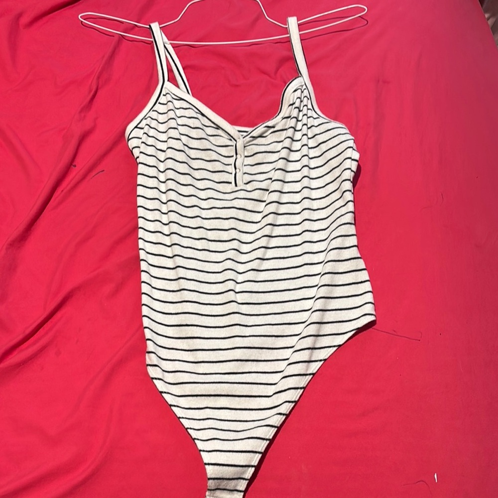 Striped Black and White Bodysuit